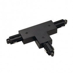 SLV T-connector for 1-circuit HV-track, surface-mounted, black, ground left