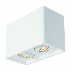 SLV PLASTRA BOX 2 ceiling light, square, white plaster, 2x GU10 , max. 2x 35W