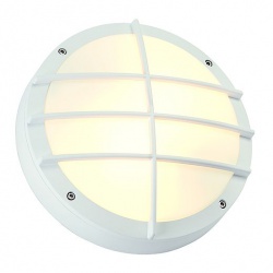 SLV BULAN GRID wall lamp, round, white, E27, max. 2x 25W PC cover