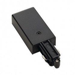 SLV Feed-in for 1-circuit HV-track , surface-mounted, black, ground left