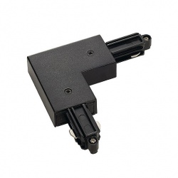 SLV Corner connector for 1-circuit HV-track, surface-mounted, black, ground outside