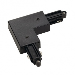 SLV Corner connector for 1-circuit HV-track, surface-mounted, black, ground inside