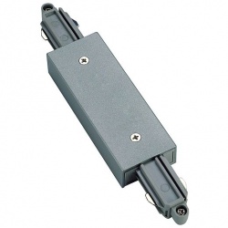 SLV Longitudinal connector for 1-circuit HV-track, silvergrey with feed capability