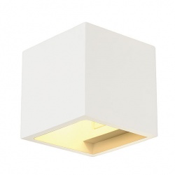 SLV PLASTRA CUBE wall light, square, white plaster, G9, max. 42W