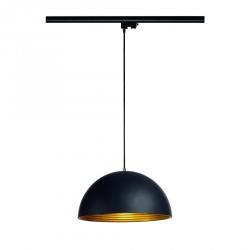 SLV FORCHINI M pendant lamp, 40cm, round, black/gold, E27, with black 3-circuit adaptor