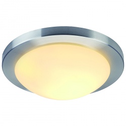 SLV MELAN ceiling luminaire, round , alu-brushed, satined glass, E27, max. 60W