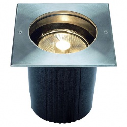 SLV DASAR ES111 recessed ground luminaire, square, stainless steel 316, max. 75W, IP67