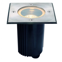 SLV DASAR 115 GU10 recessed ground luminaire, square, stainless steel 316, max. 35W, IP67