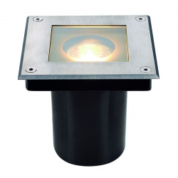 SLV DASAR SQUARE GU10, recessed ground spot, stainless steel 304, max. 35W, IP67