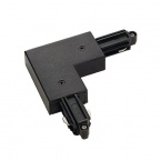  Corner connector for 1-circuit HV-track, surface-mounted, black, ground outside