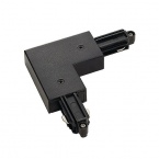 Corner connector for 1-circuit HV-track, surface-mounted, black, ground outside