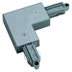 Corner connector for 1-circuit HV-track, surface-mounted, silvergrey, ground outside