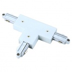 T-connector for 1-circuit HV-track, surface-mounted, white, ground left