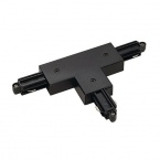  T-connector for 1-circuit HV-track, surface-mounted, black, ground right