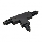 T-connector for 1-circuit HV-track, surface-mounted, black, ground right