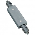 Longitudinal connector for 1-circuit HV-track, silvergrey with feed capability