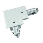  Corner connector for 1-circuit HV-track, recessed version, white, ground outside