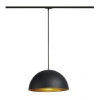 FORCHINI M pendant luminaire, 40cm, round, black/ gold, E27, incl. black 1-circuit adaptor