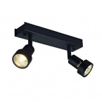 PURI 2 ceiling light, matt black, GU10, max. 2x50W, incl. decorative ring