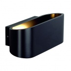  OSSA R7s wall light, oval, matt black, R7s 78mm, max. 100W, up/down