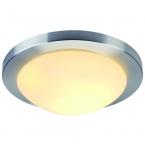  MELAN ceiling luminaire, round , alu-brushed, satined glass, E27, max. 60W