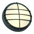 BULAN GRID wall lamp, round, anthracite, E27, max. 2x 25W, PC cover