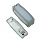  MERIDIAN BOX wall lamp, silvergrey, E27, max. 20W, with motion detector